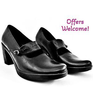 Dansko Tara Mary Janes Black Nappa Leather Heels Shoes Pumps EU 37.5 US 6.5